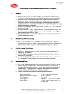 Product Specifications for MNM series Motor Operators 1. General 2