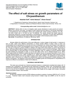 The effect of salt stress on growth parameters of Chrysanthemum