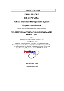 FINAL REPORT HC 4017 PatMan Patient Workflow Management