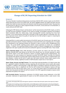 Change of RC/HC Reporting Schedule for CERF