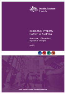 IP reform in Australia - A summary of important legislative changes