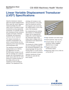 Linear Variable Displacement Transducer (LVDT) Specifications