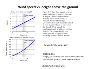 Wind speed vs. height above the ground Bottom line