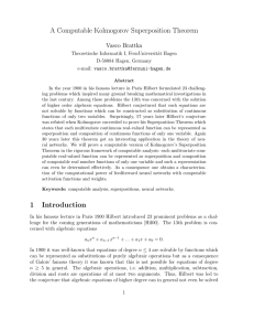 A Computable Kolmogorov Superposition Theorem 1 Introduction