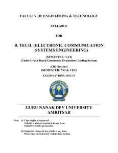 B. TECH. (ELECTRONIC COMMUNICATION SYSTEMS