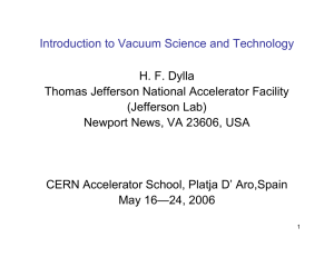 Introduction to Vacuum Science and Technology HF Dylla