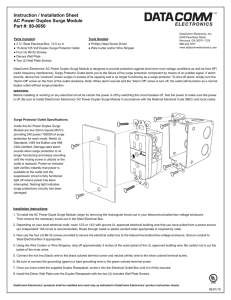 Instruction / Installation Sheet AC Power Duplex Surge Module Part