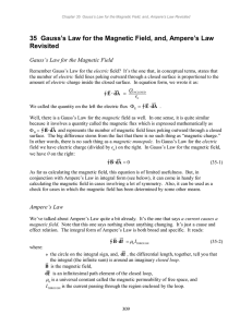 35 Gauss`s Law for the Magnetic Field, and, Ampere`s Law Revisited