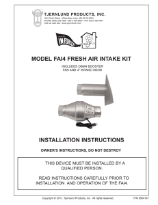 INSTALLATION INSTRUCTIONS MODEL FAI4 FRESH AIR INTAKE