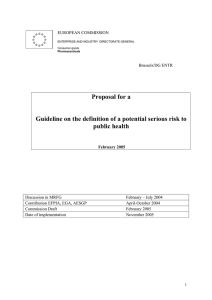 Proposal for a Guideline on the definition of a potential serious risk