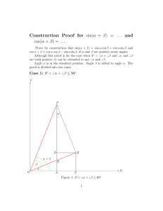 Construction Proof for sin(α + β) = and cos(α + β) =