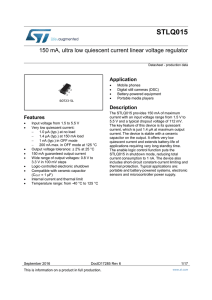 150 mA, ultra low quiescent current linear voltage regulator