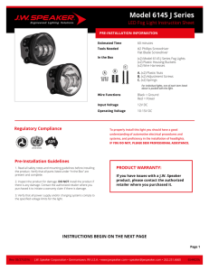 LED Fog Light Model 6145 J Series Instruction Sheet