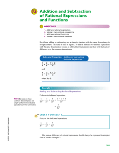 Addition and Subtraction of Rational Expressions and Functions