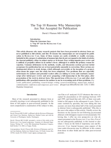 The Top 10 Reasons Why Manuscripts Are Not