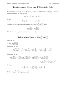 Indeterminate Forms and L`Hospital`s Rule