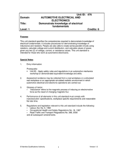 Ilevel 1 D 476 Demonstrate knowledge of electrical fundamentals