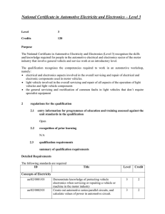 National Certificate in Automotive Electricity and Electronics – Level 3