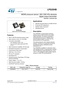 MEMS pressure sensor: 260-1260 hPa absolute digital output
