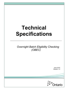 Technical Specifications Overnight Batch Eligibily Checking