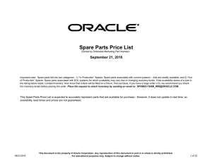 Spare Parts Listing