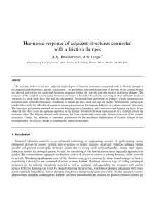 Harmonic response of adjacent structures connected with a friction