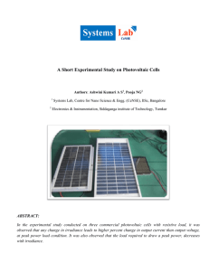 A Short Experimental Study on Photovoltaic Cells