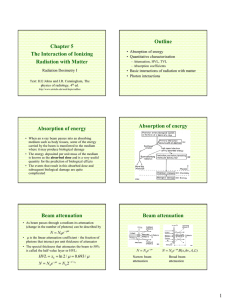 Chapter 5 The Interaction of Ionizing Radiation with Matter Outline