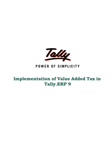 Implementation of Value Added Tax in Tally.ERP 9