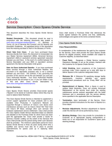 Cisco Spares Onsite Service