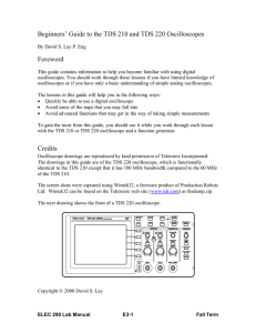 Beginners` Guide to the TDS 210 and TDS 220 Oscilloscopes