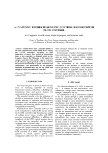 a lyapunov theory based upfc controller for power flow control