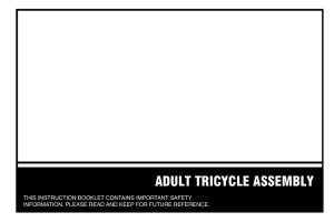 ADULT TRICYCLE ASSEMBLY