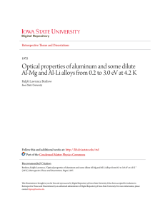 Optical properties of aluminum and some dilute Al-Mg and Al