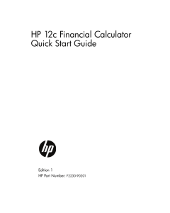 HP 12c Financial Calculator Quick Start Guide