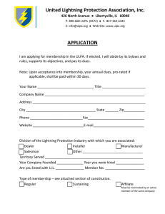 United Lightning Protection Association, Inc. APPLICATION