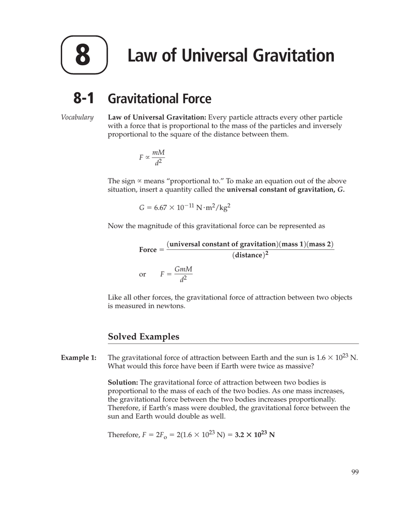 21 Law of Universal Gravitation Within Universal Gravitation Worksheet Answers