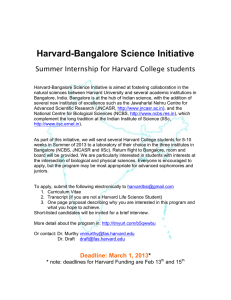 Harvard-Bangalore Science Initiative, Bangalore, India
