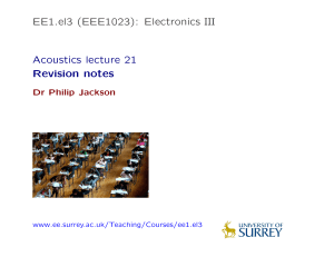 EE1.el3 (EEE1023): Electronics III Acoustics lecture 21 Revision notes