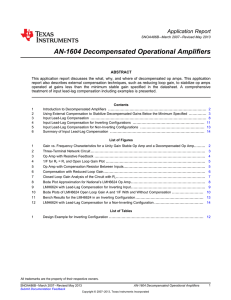 AN-1604 Decompensated Operational Amplifiers