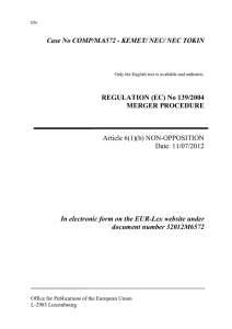 Case No COMP/M.6572 - KEMET/ NEC/ NEC TOKIN REGULATION