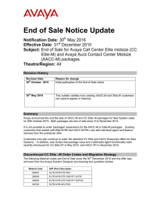 End of Sale for AACC-M and CC Elite-M Packages