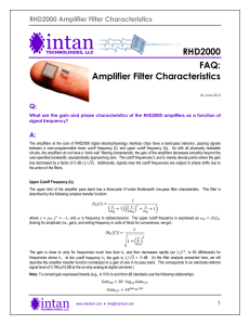 RHD2000 Amplifier Filter Characteristics