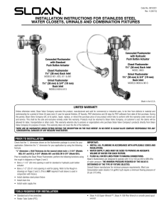 Sloan Stainless Steel Installation Instructions