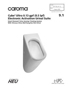 Cube3 Ultra 0.13 gpf (0.5 lpf) Electronic Activation Urinal