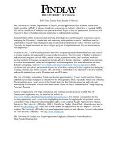 Full-Time, Tenure-Track Faculty in Physics The University of Findlay