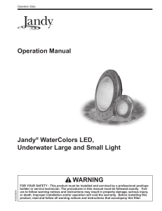 Operation Manual WARNING Jandy® WaterColors LED