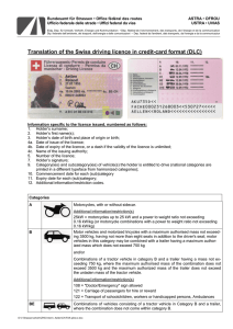 a translation of the Swiss driving licence.