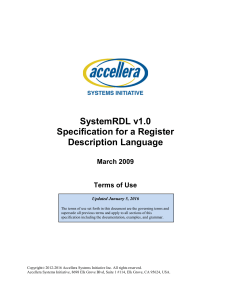SystemRDL v1.0 Specification for a Register Description Language