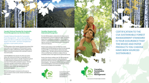 CERTIFICATION TO THE CSA SUSTAINABLE FOREST
